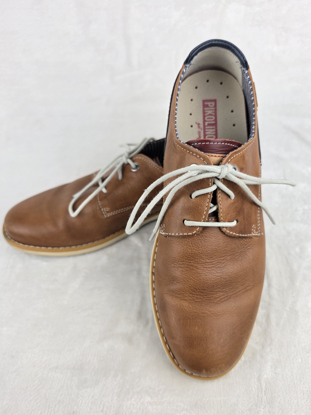 Pikolinos‎ Mens EU 40 US 7.5 Tan Cognac Leather Lace Up Oxford